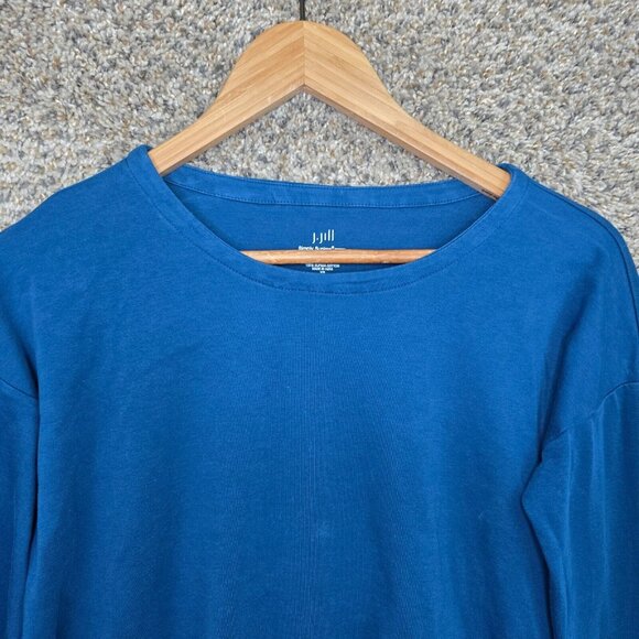 J Jill Top Womens XS Blue Oversized Simply Supima Crew Neck Tunic Drop Shoulder - Picture 4 of 7
